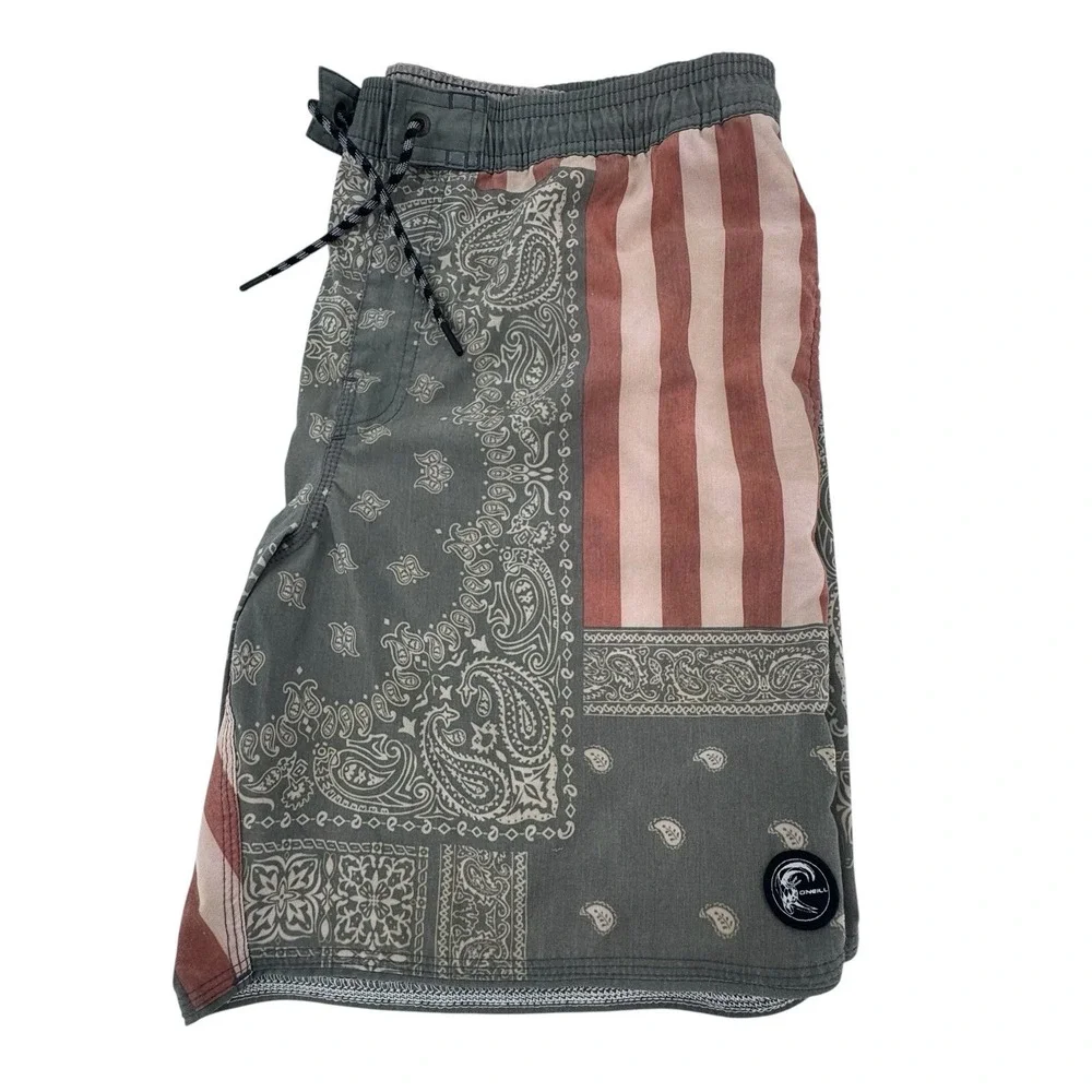 O'Neill Cruzers Board Shorts Breach‎ USA Flag Men's Size Large